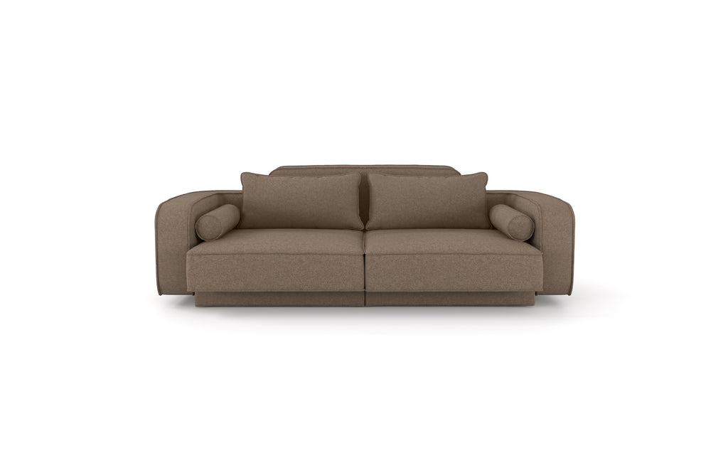 TWIN. 230 cm inkl. et sæt puder / light brown fabric (online lagersalg)
